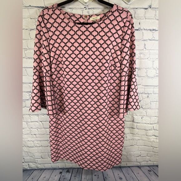 Tyler Boe Pink Black Geometric Jacquard Workwear Party Wedding Midi Dress Size M - Picture 3 of 8